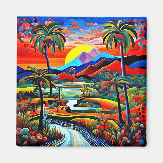 Aimant Lever de soleil tropical (Devant)