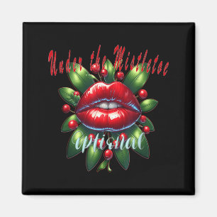 Aimant Lèvres de gui de Noël Y - Tee-shirt de vacances co