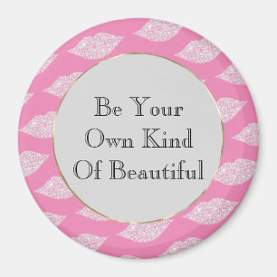 Aimant Lèvres Diamantes Blanches Gris Rose