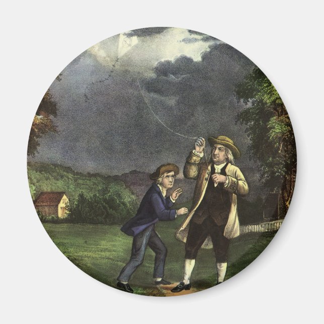 Aimant L'expérience du cerf-volant de Benjamin Franklin a (Devant)
