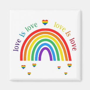 Aimant LGBT - Cœurs Arc-en-Ciel L'amour est l'amou