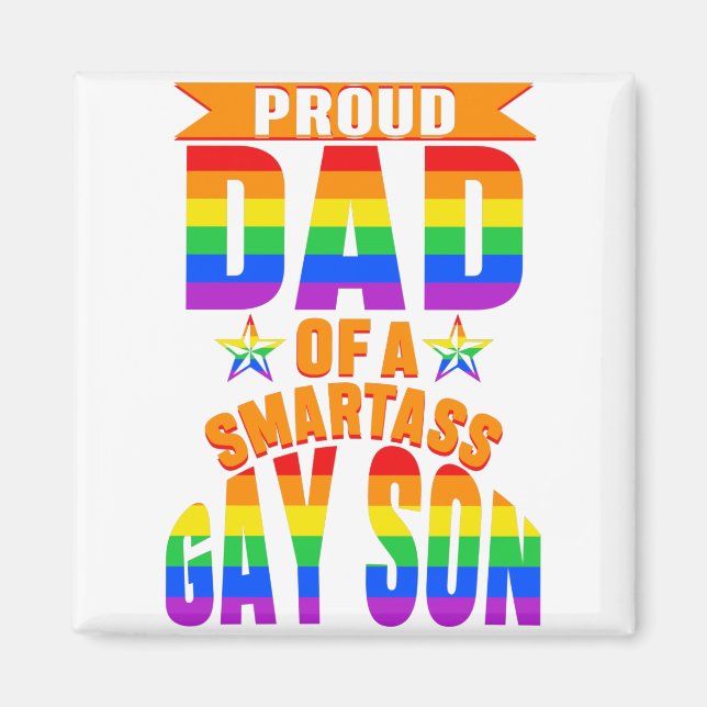 Aimant Lgbt Fier Papa D'Un Fils Gay Smartass (Devant)