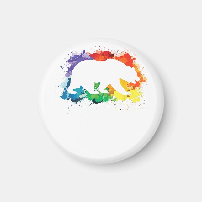 Aimant LGBT Peinture éclaboussures Ours Gay (Devant)