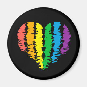 Aimant LGBT+pride. Arc-en-ciel du coeur. Bouton