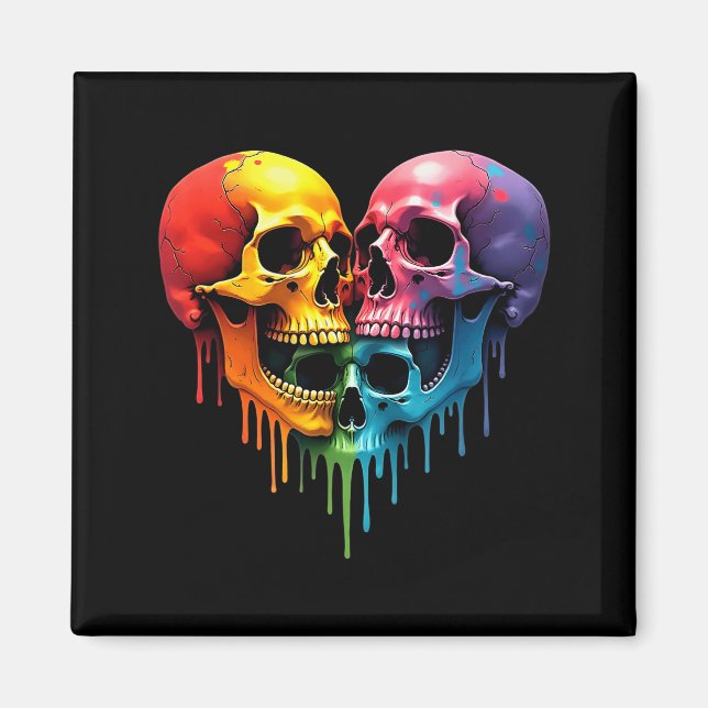 Aimant Lgbt Pride Halloween Horror Skeleton Skull Rainbow (Devant)