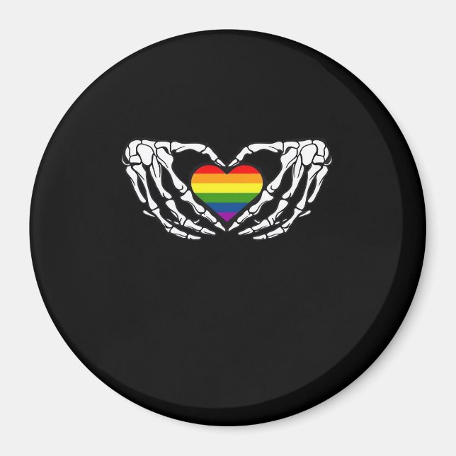 Aimant Lgbt Pride Squelette Halloween Goth Heart Classic (Devant)