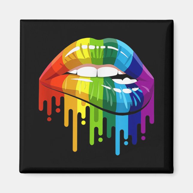 Aimant LGBT Rainbow Lip Gay pride (Devant)