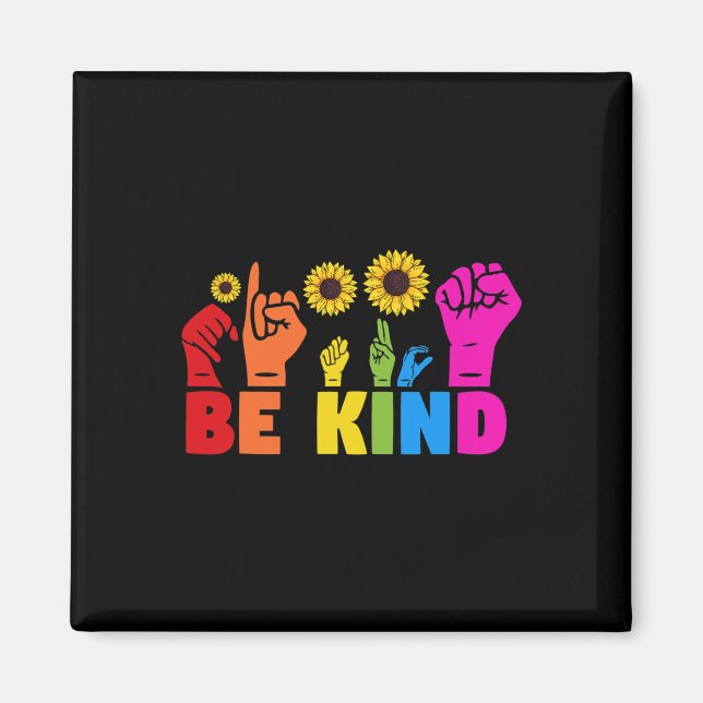 Aimant LGBT Rainbow Pride Mois ASL Be Kand Hand Sign L (Devant)