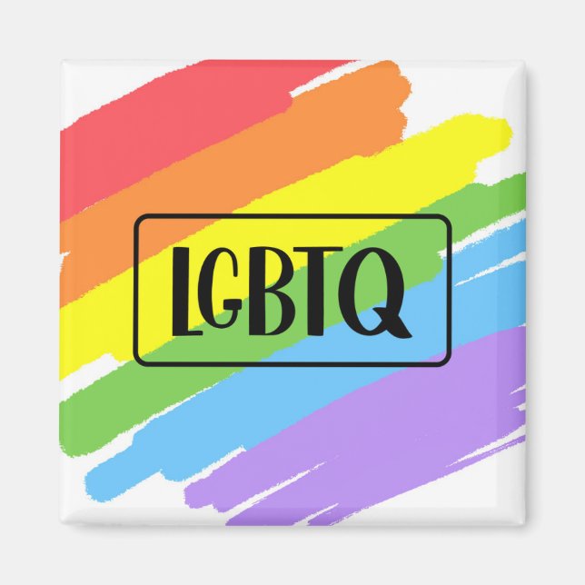 Aimant LGBTQ Brushstrokies arc-en-ciel (Devant)