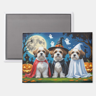 Aimant Lhasa Apso Chiens Citrouille Halloween Funny