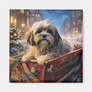 Aimant Lhasa Apso Saison des Fêtes de Noël