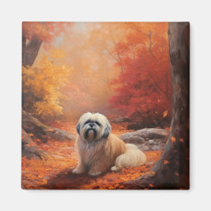 Aimant Lhassa Apso à l'automne Leaves automne Inspire