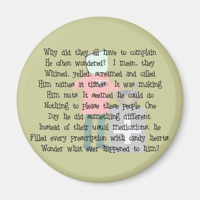 Aimant L'histoire du pharmacien Cadeaux d'art "Candy Hear (Devant)