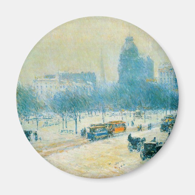 Aimant L'hiver à Union Square par Frederick Childe Hassam (Devant)