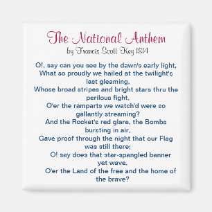 Aimant L'hymne national par Francis Scott Key 1814