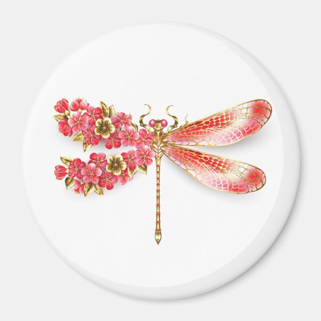 Aimant libellule de fleurs avec sakura de bijoux (Devant)