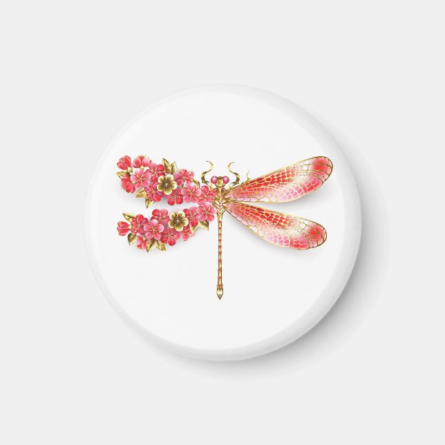 Aimant libellule de fleurs avec sakura de bijoux (Devant)
