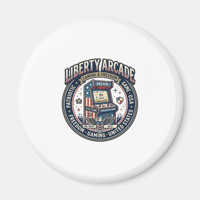Aimant Liberty Arcade Patriotique Arcade Gamer US (Devant)