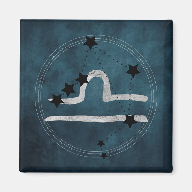 Aimant Libra black & silver zodiac constellation teal (Devant)