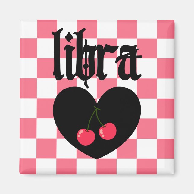Aimant Libra Gothique esthétique À damiers Cerises Design (Devant)