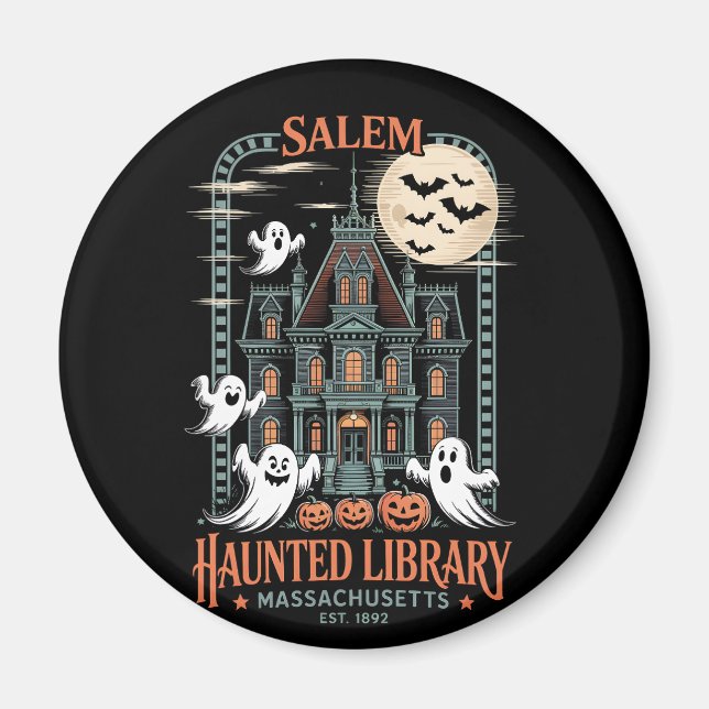 Aimant Librairie Halloween Chemise Haunted Library (Devant)