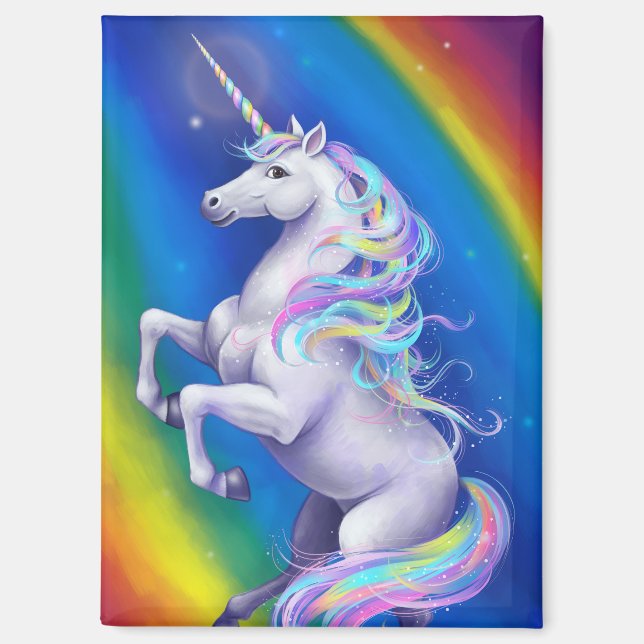 Aimant Licorne avec Arc-en-Ciel (Recto)