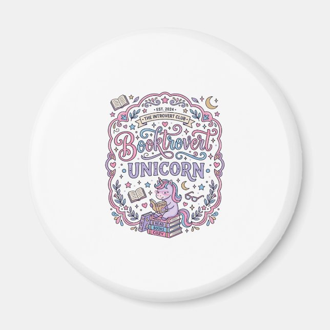 Aimant Licorne Booktrovert Licorne Amusant Cadeau Mignon  (Devant)