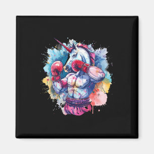 Aimant Licorne Boxeur Avec Gants De Boxe Kickboxing Drôle