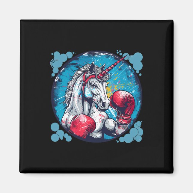 Aimant Licorne de boxe avec gants de boxe Kickboxing Mign (Devant)