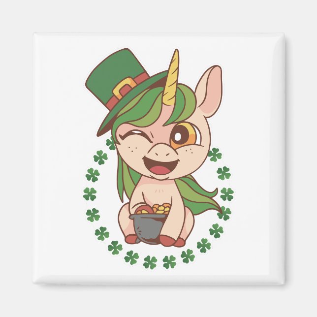 Aimant Licorne de la Saint-Patrick (Devant)