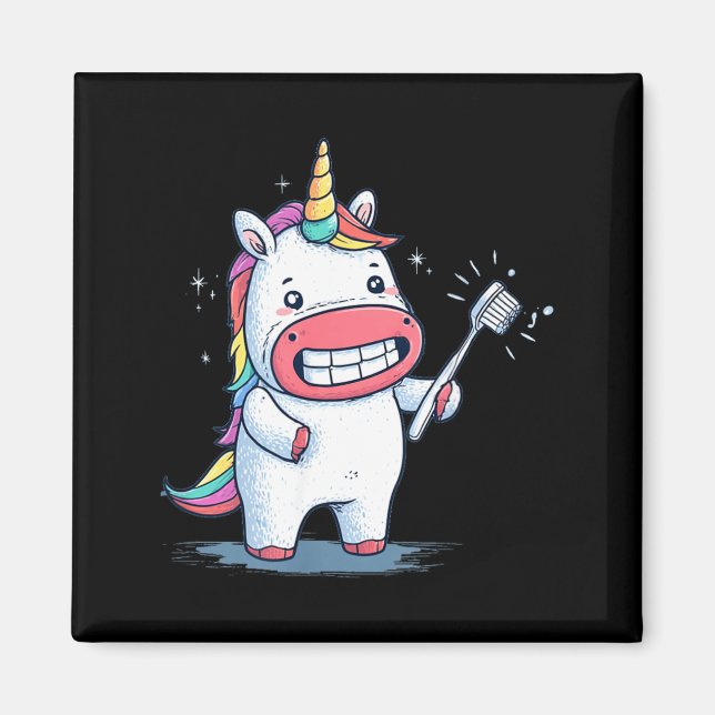 Aimant Licorne Drôle de soins dentaires avec graphique de (Devant)