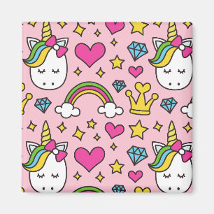Aimant Licorne Drôle Motif Rose Cheval Magique Mignon