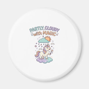 Aimant Licorne en partie nuageux avec un T-shirt tendance