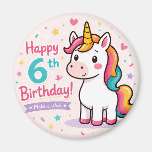 Aimant Licorne Fantaisiste 6ème Anniversaire Magie