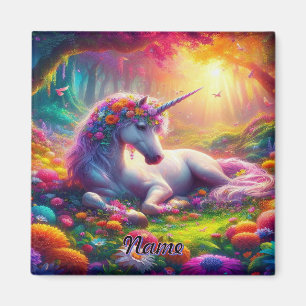 Aimant Licorne Florale Enchantée Personnalisée sous l'Arc