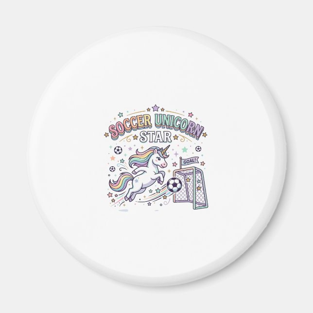 Aimant Licorne Football Licorne Étoile Drôle Conception V (Devant)