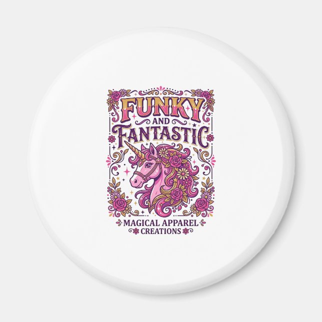 Aimant Licorne funky et fantastique design zazzle stylé_ (Devant)
