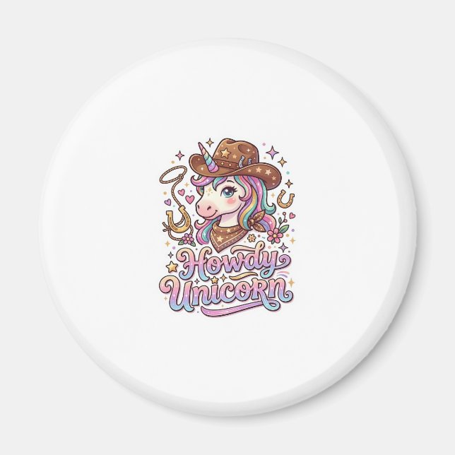 Aimant Licorne Howdy Idee Cadeau Licorne Autocollant et C (Devant)