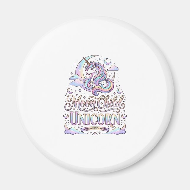 Aimant Licorne Lune Enfant Licorne Conception Originale Z (Devant)