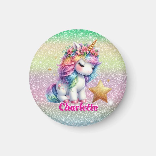 Aimant Licorne magique étoile scintillante  (Devant)