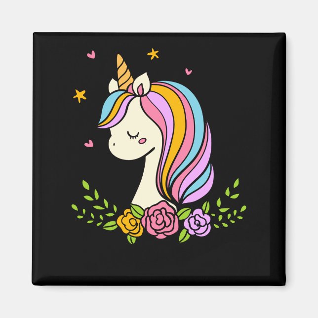 Aimant Licorne Mignon Fantaisiste Féminin D Nom  (Devant)