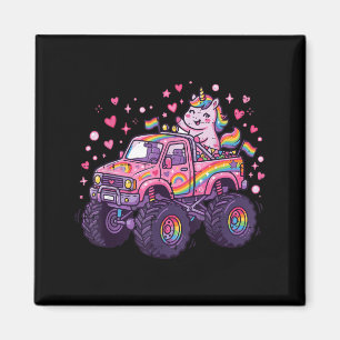 Aimant Licorne Monster Truck Rose Filles Enfants Course M