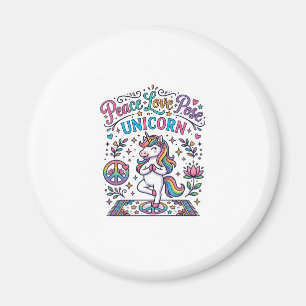 Aimant Licorne Paix Amour Pose Licorne Fond Blanc S