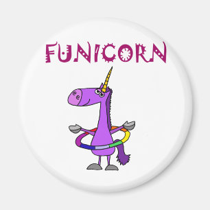 Aimant Licorne pourpre drôle avec le cercle de danse