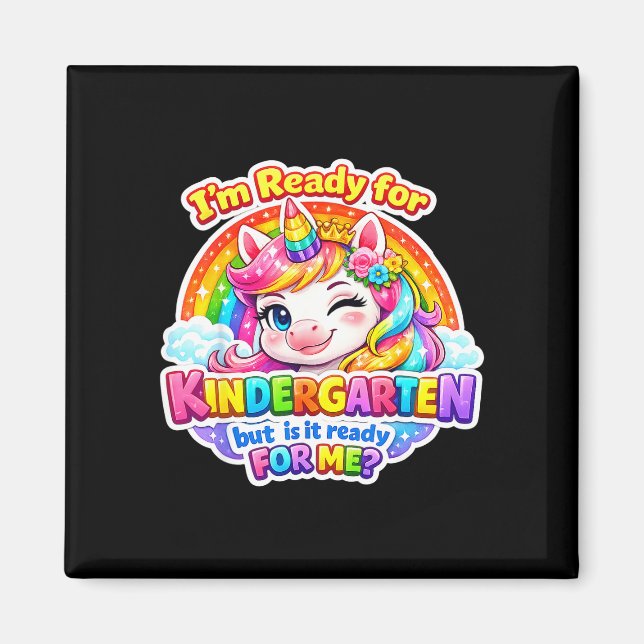 Aimant Licorne prête pour la maternelle premier jour d'éc (Devant)