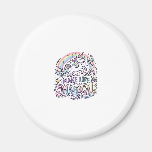 Aimant Licorne Rendre La Vie Magique Typographie Vectorie (Devant)
