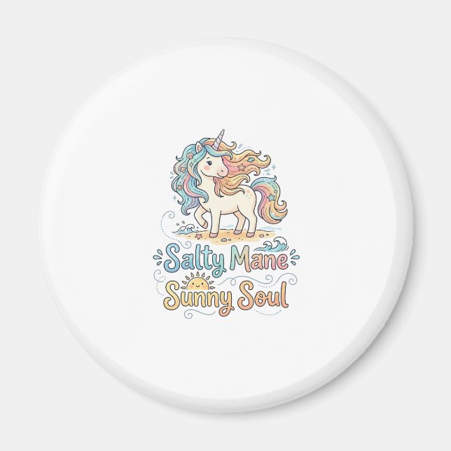 Aimant Licorne Salée Crinière Âme Ensoleillée Conception  (Devant)