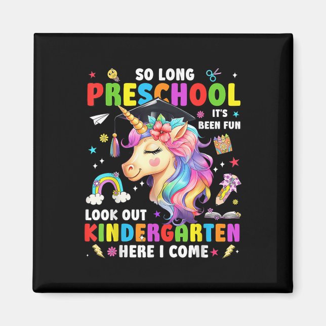 Aimant Licorne si longtemps diplômé de la maternelle ici (Devant)