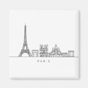 Aimant Ligne artistique minimaliste de la skyline de Pari