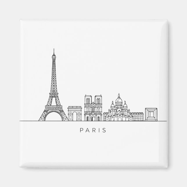 Aimant Ligne artistique minimaliste de la skyline de Pari (Devant)